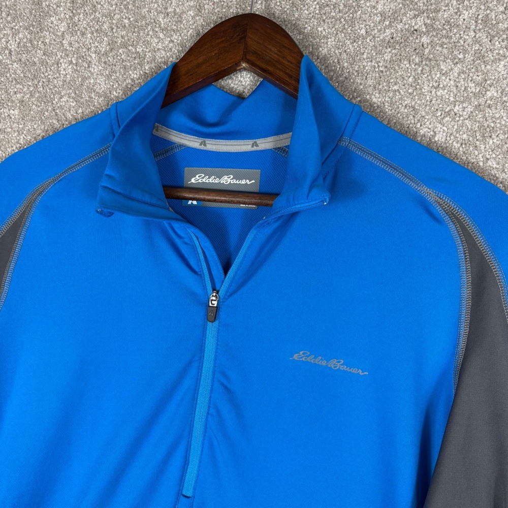Eddie Bauer First Ascent Mens Blue Gray FreeHeat Pro 1/4 Zip Pullover Medium